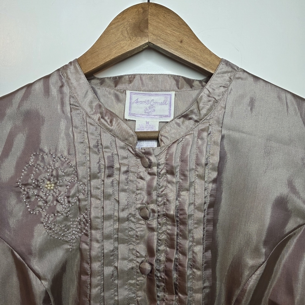 Vintage April Cornell Blouse – Size M – Taupe Pink - Picture 2 of 6